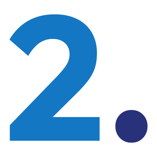 The image features a large blue number "2" with a dark blue dot beside it on a white background.